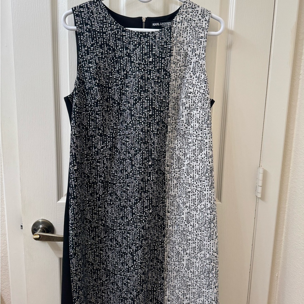 Karl Lagerfeld Monochrome Patterned Midi Dress